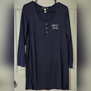 Victorias Secret Navy Blue Long Sleeve Sleep Shirt, M